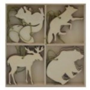Holiday Time Mini Wood Animal Ornaments 12 Count